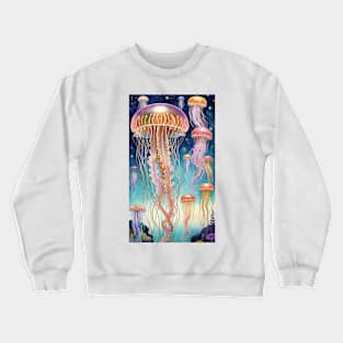 Submerged Symphony: Inspired Jellyfish Illustration Crewneck Sweatshirt